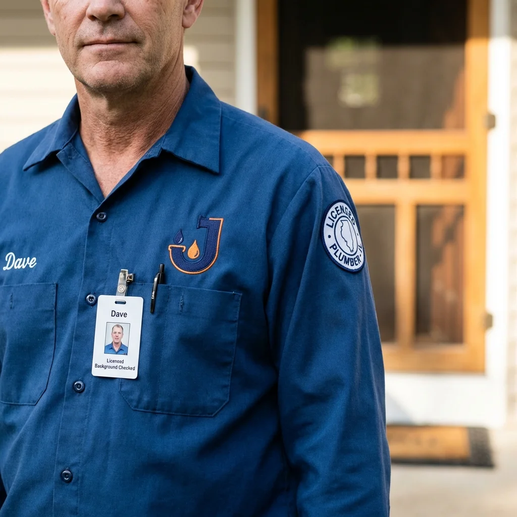 Licensed plumber showing ID badge in Saint Bonifacius, MN