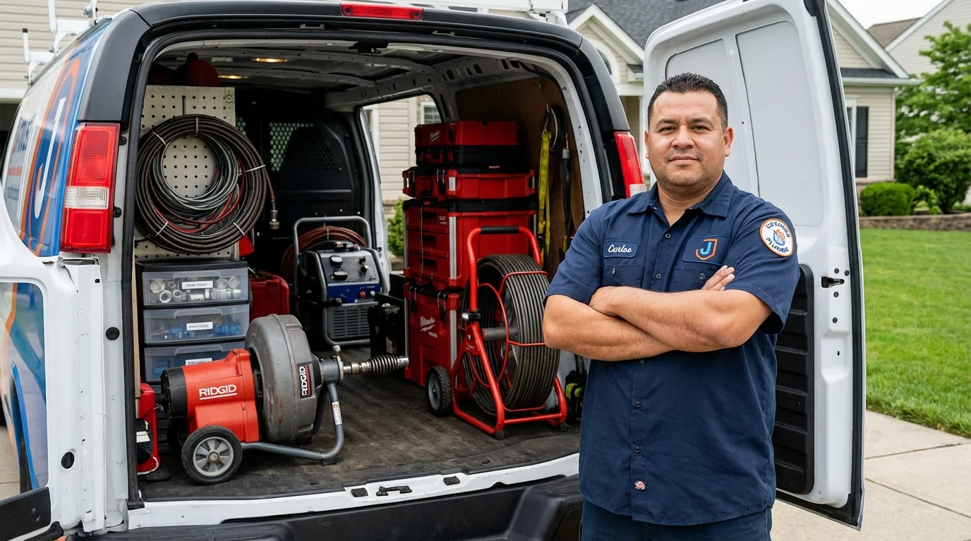 Professional drain cleaning equipment and Johns Plumbing LLC plumber in Saint Bonifacius