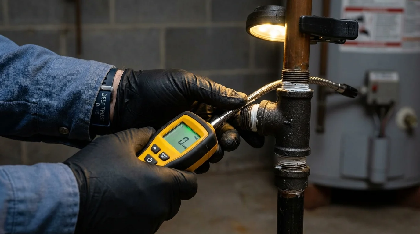 Gas leak detection with electronic sniffer by Johns Plumbing LLC in Saint Bonifacius